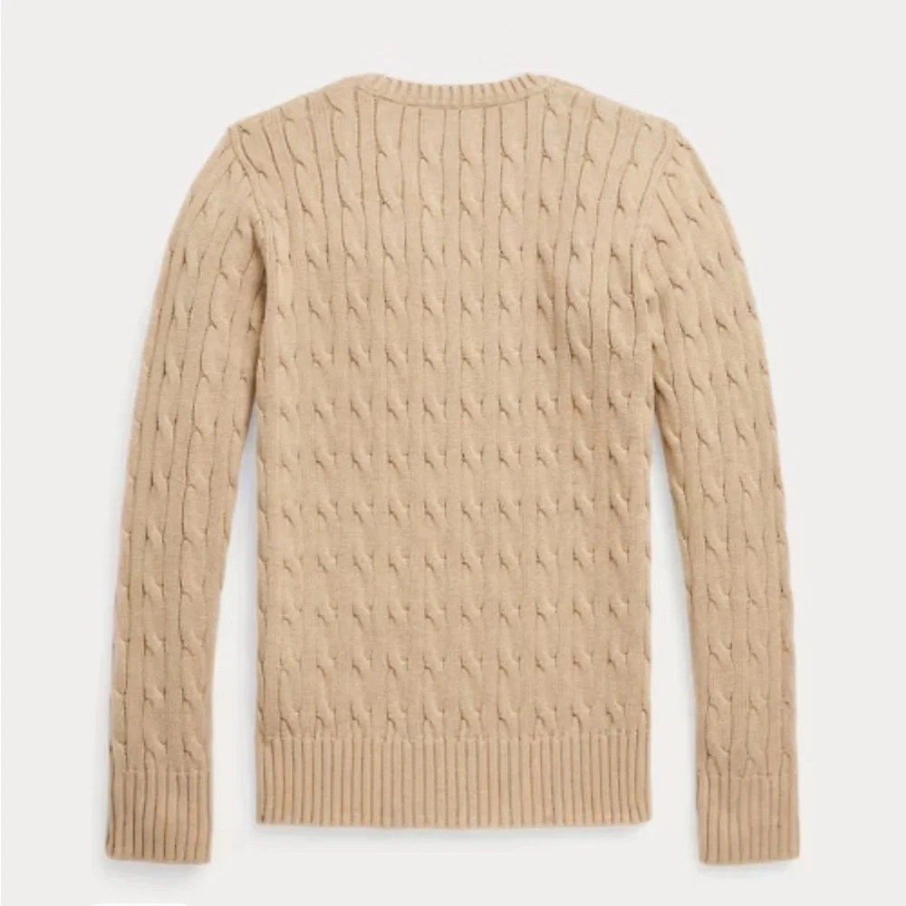 NWT Polo Ralph Lauren Cable-Knit Crewneck Cotton Sweater - New Camel Melange